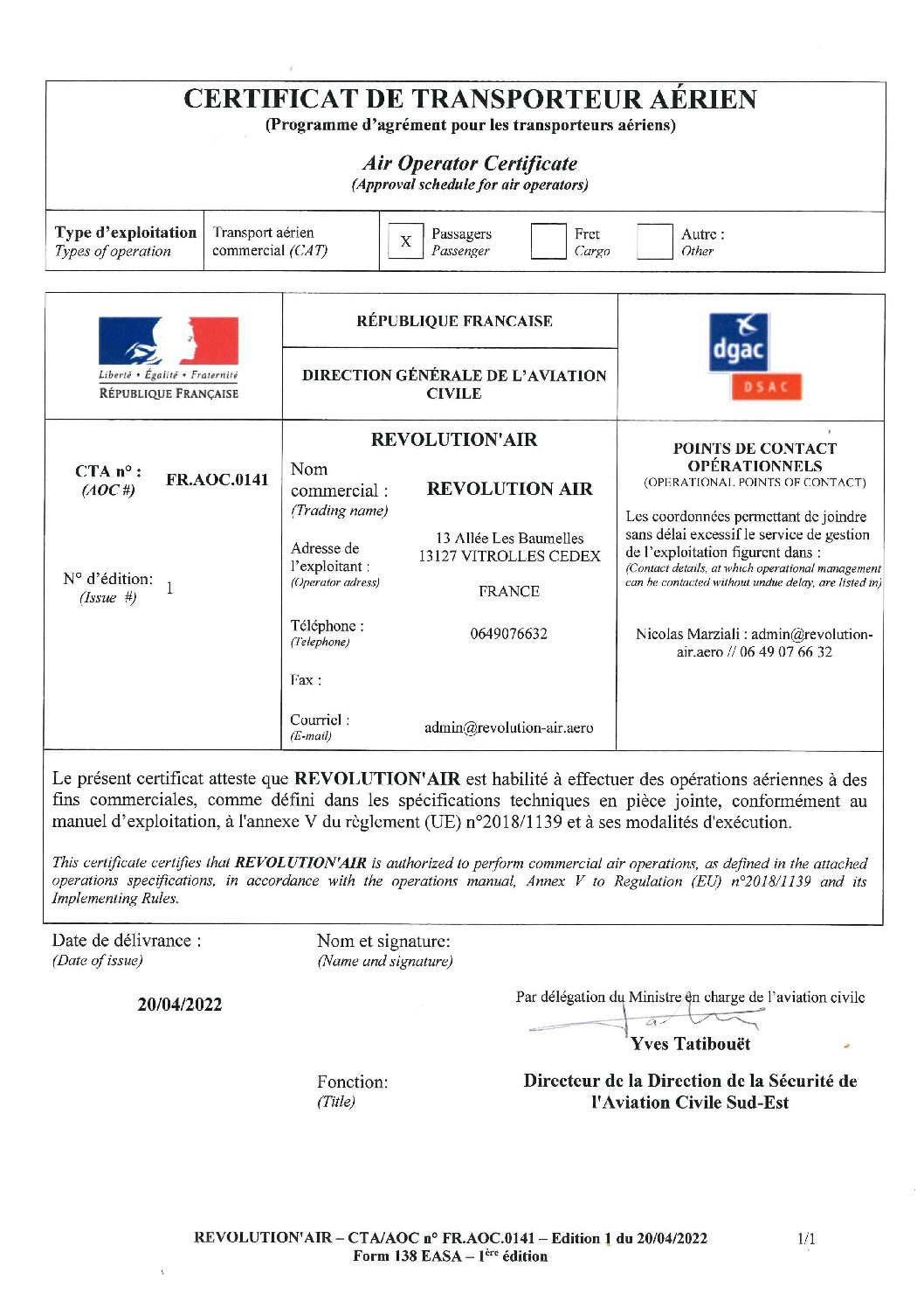 Notre certificat de transporteur aérien (CTA) – Des heures de travail pour 2h de plaisir.